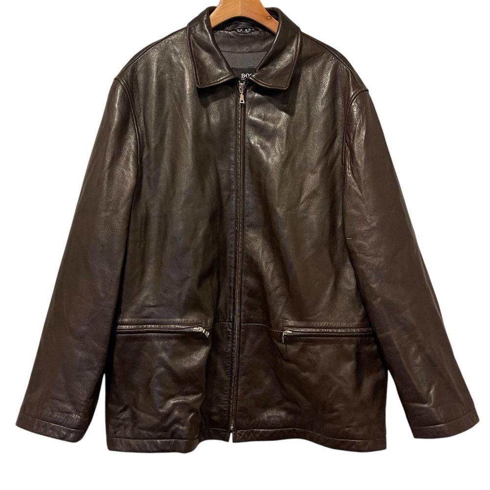 Hugo Boss Lambskin Genuine Leather Coat Jacket Sz 52